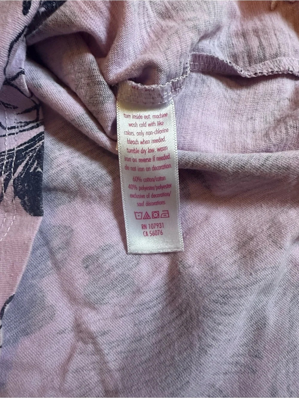 Justice Light Purple  Tank Top with Navy Floral Print Girls Size Large